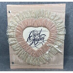 Handcrafted‎ Greeting Card Keeper Binder Peach Taffeta Fabric Frame Cover Lace